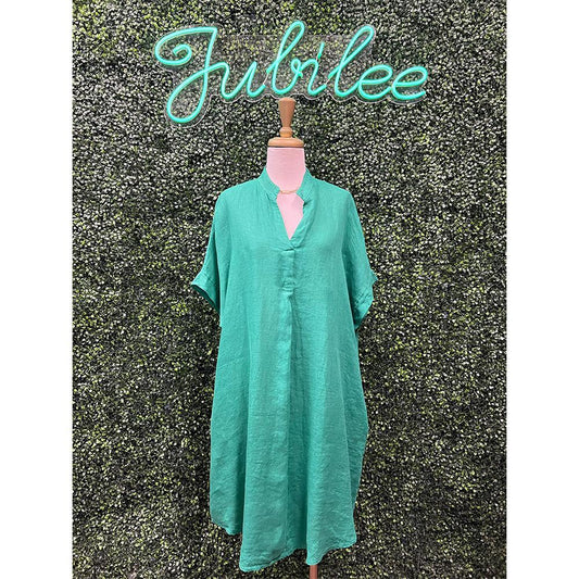Alana Green Linen Dress