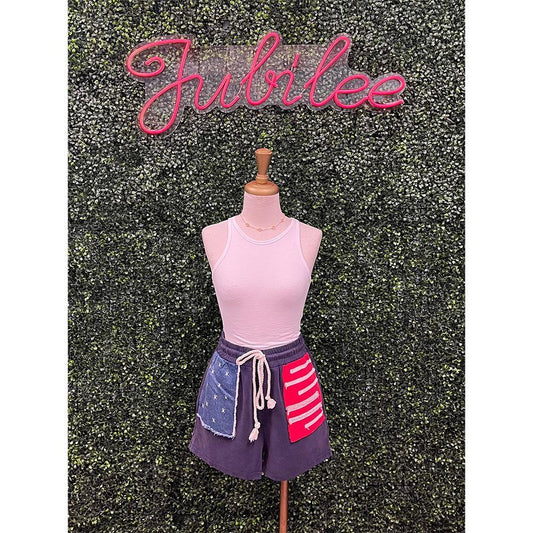 Drawstring American Flag Shorts