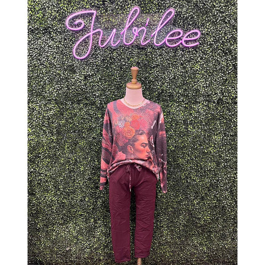 Bella Maroon Stretchy Jogger