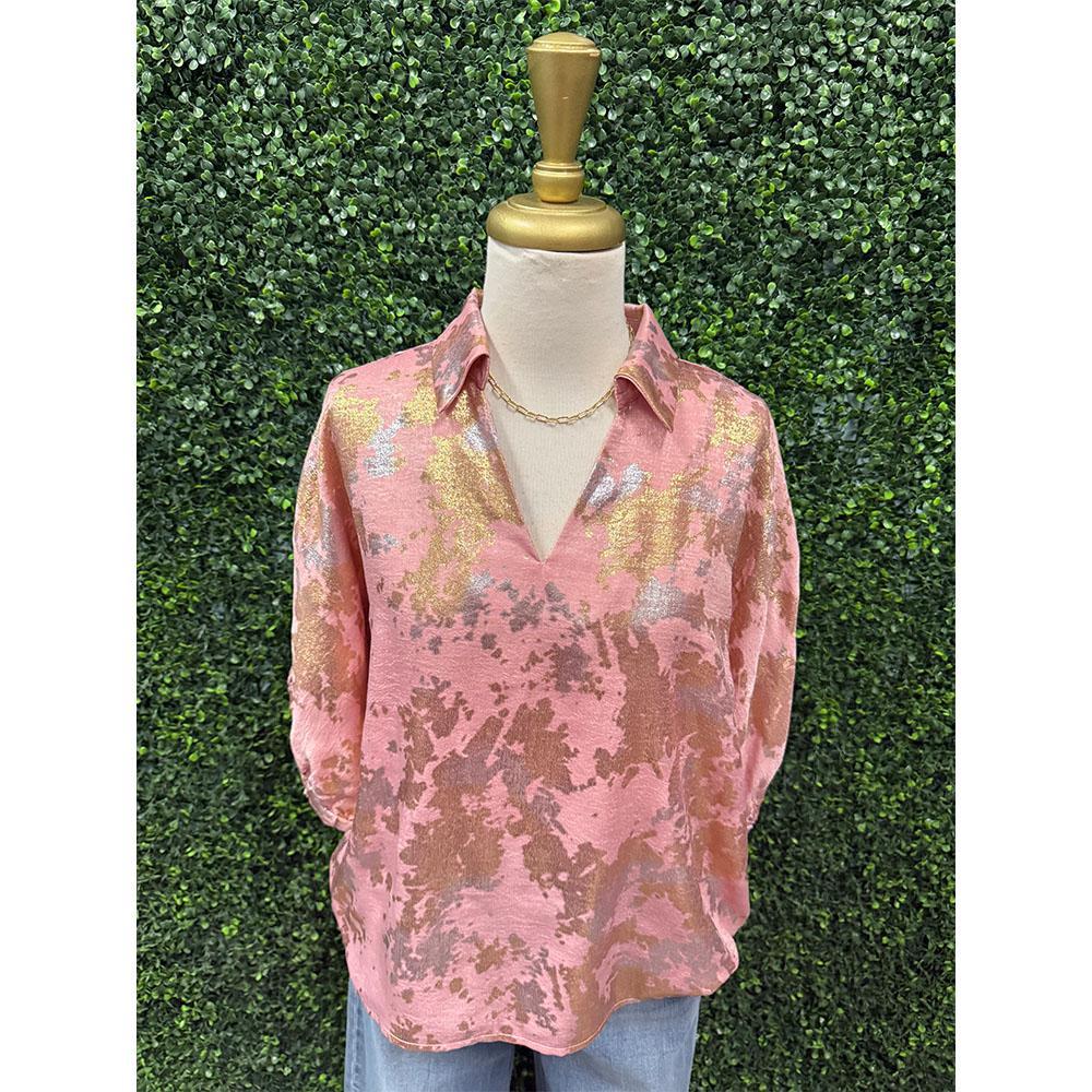 Sasha Pink Metallic Top