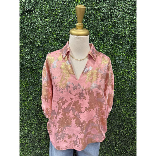 Sasha Pink Metallic Top