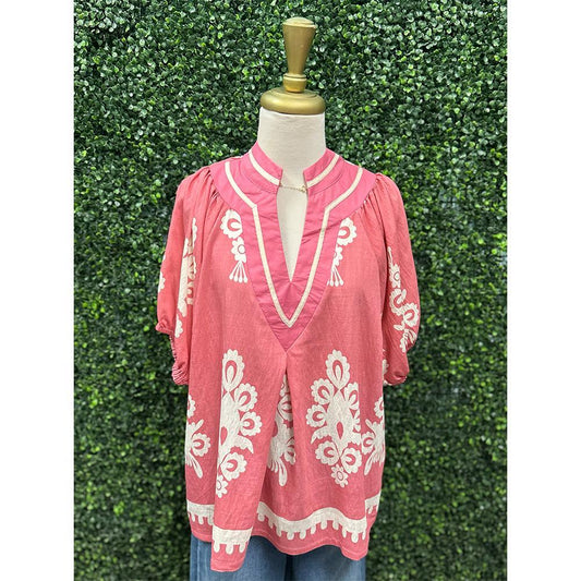 Jilianna Fuchsia Boho Print Top