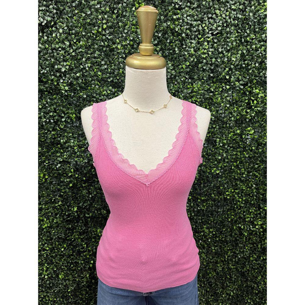 Andi Pink Lace Tank Top