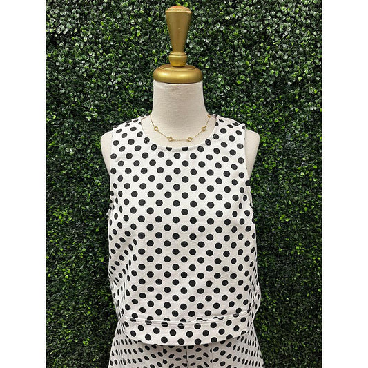 Pearl Polka Dot Sleeveless Crop Top