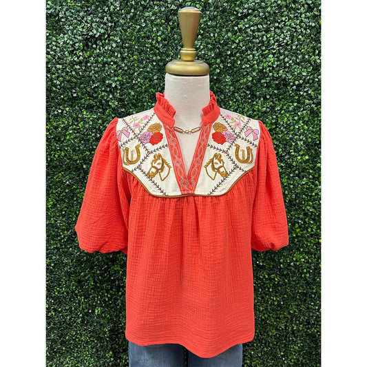 Shania Western Embroidery Blouse