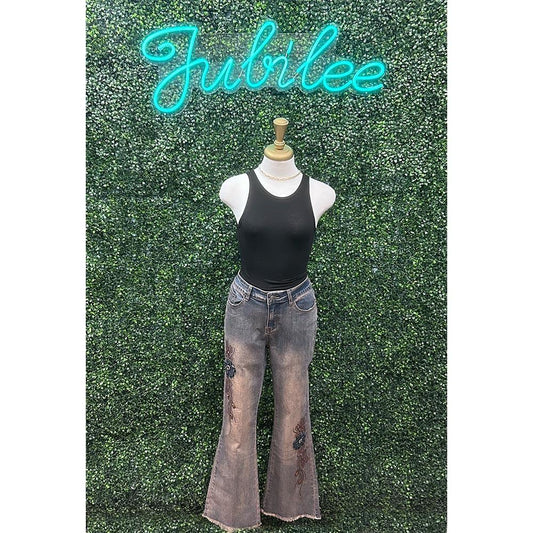 Bella Denim Rhinestone Pants