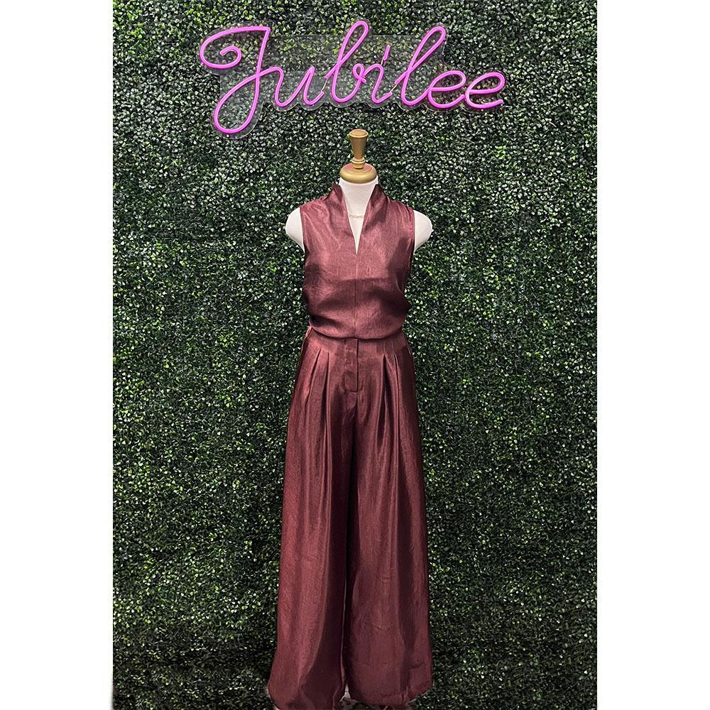 Victoria Burgundy Pleated Pants