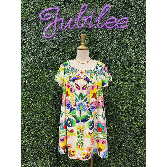 Kimmy Boho Print Square Neck Dress