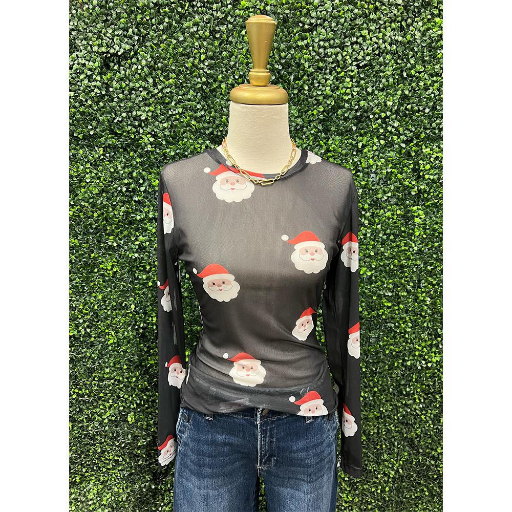 Santa Black Mesh Top