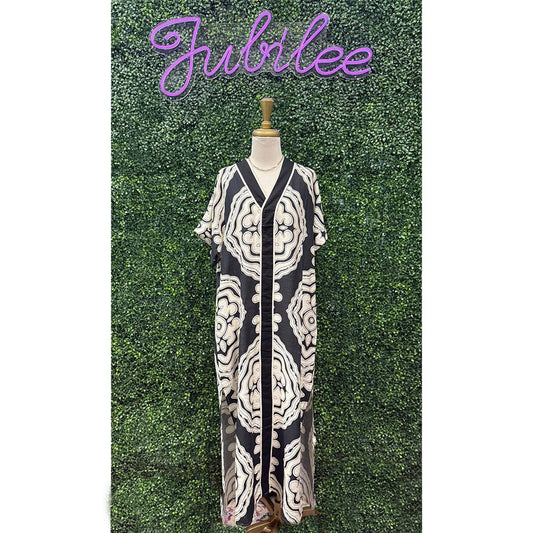 Monica Black Abstract Print Maxi Dress