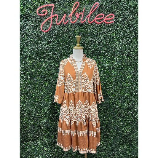 Veronica Camel Tiered Dress