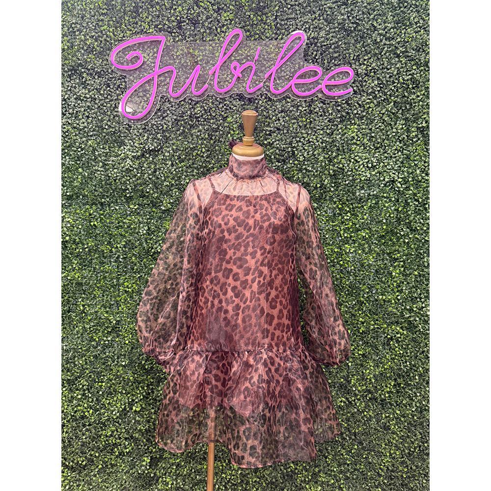 Mia Sheer Leopard Mini Dress