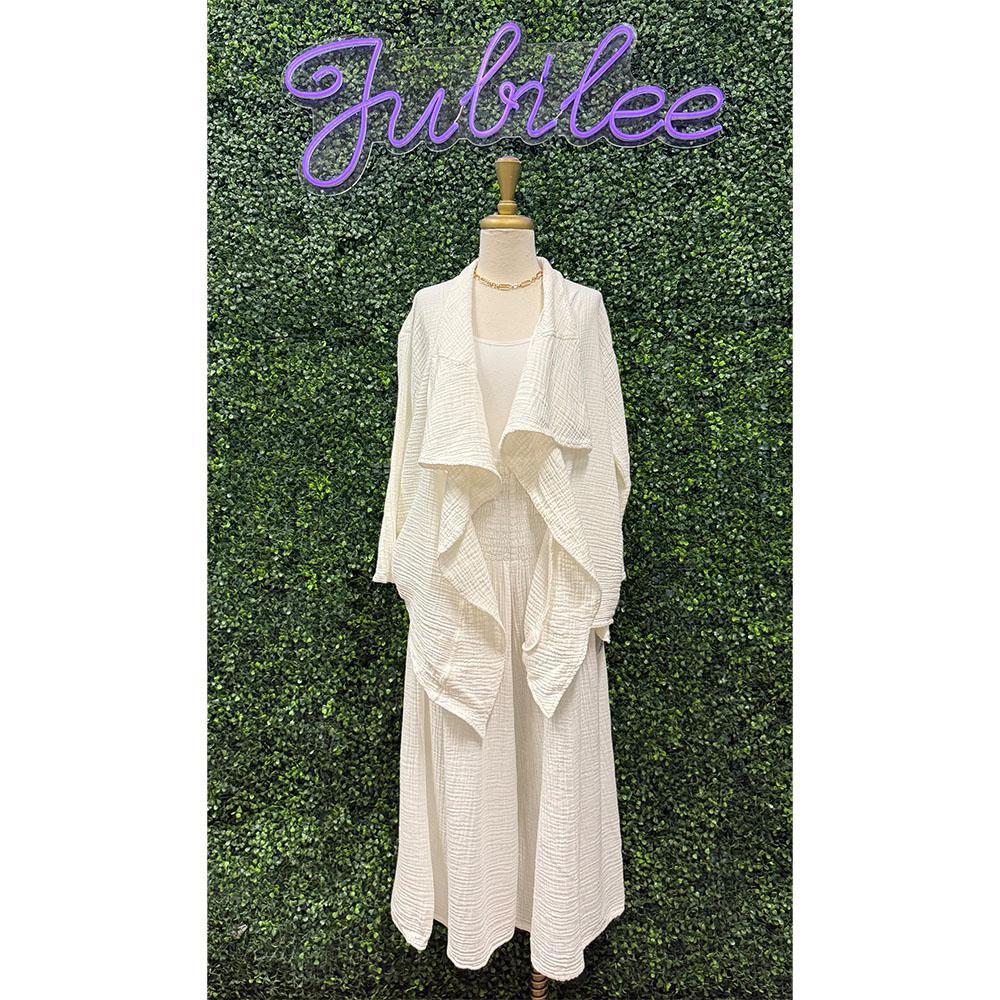 Nellie White Wide Leg Gauze Pants