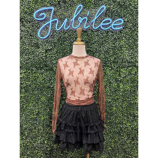 Black Lace Tiered Shorts