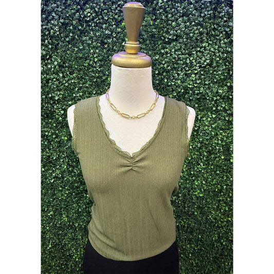Olive Rib Knit Tank