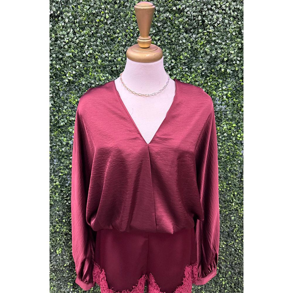 Margot Wine Satin Blouse