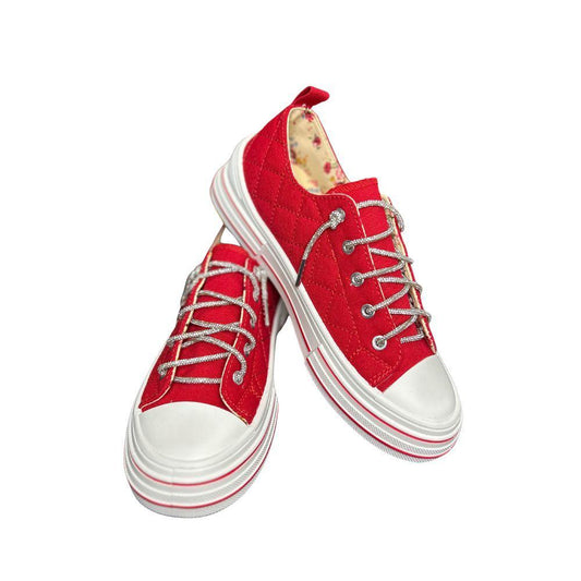 Red Aman Quilted Sneakers