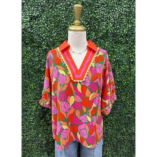 Bria Tulip Multi Drop Shoulder Top
