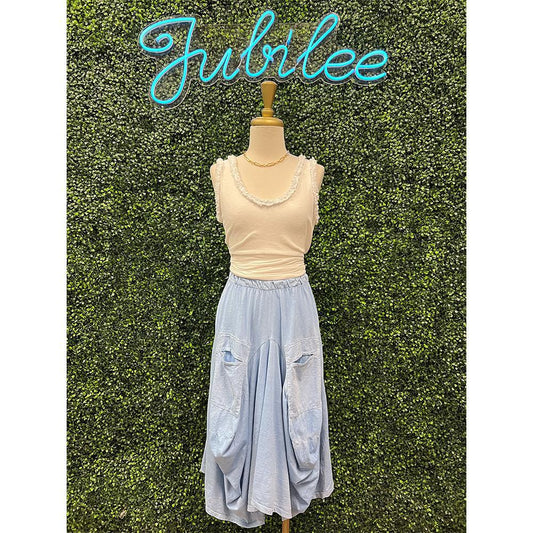 Baby Blue Audrey Cotton Bubble Skirt