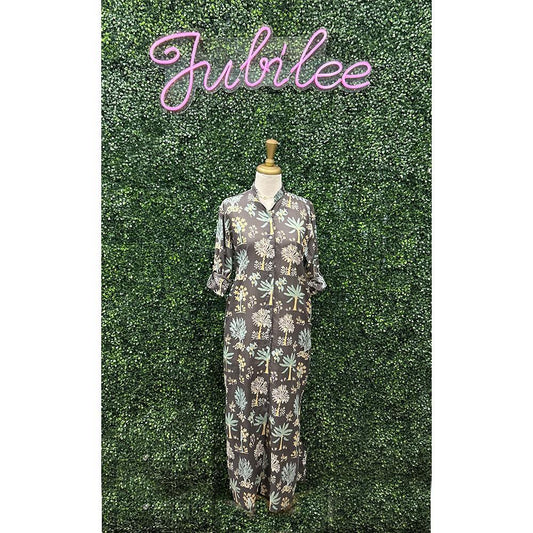 Layne Island Grey Palm Shirt Dress