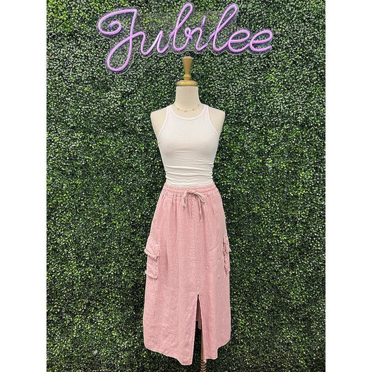 Whitley Mauve Linen Pocket Skirt