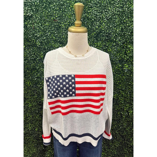 American Flag Mesh Sweater
