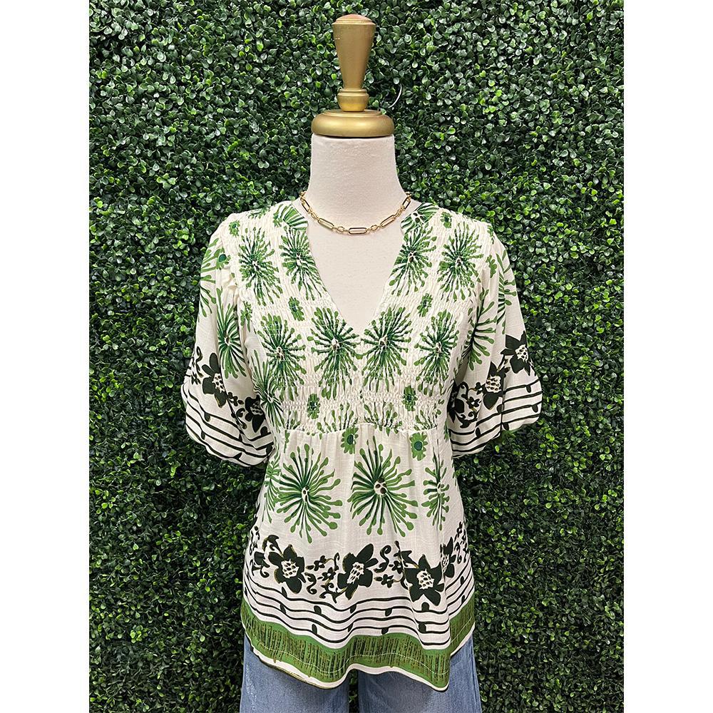 Jenna Green Mixed Border Top