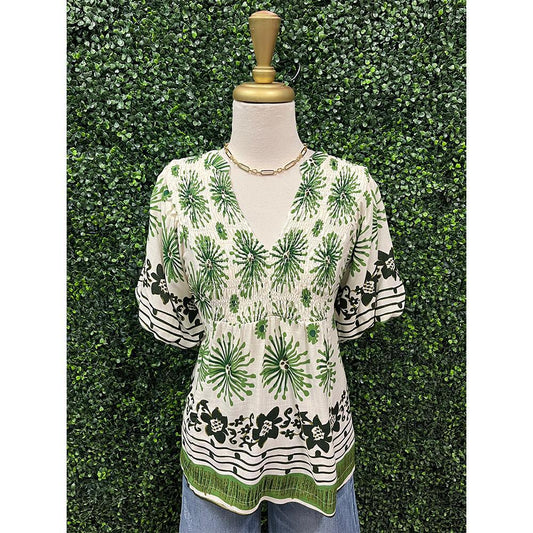 Jenna Green Mixed Border Top