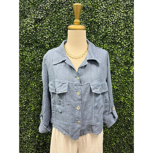 Kimara Denim Linen Short Jacket