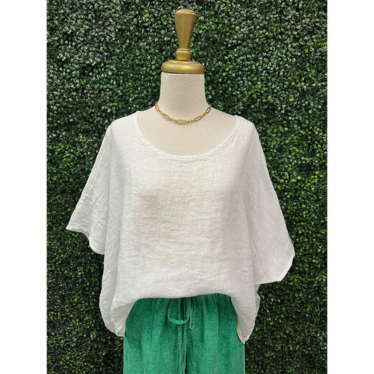 Isla White Linen Poncho