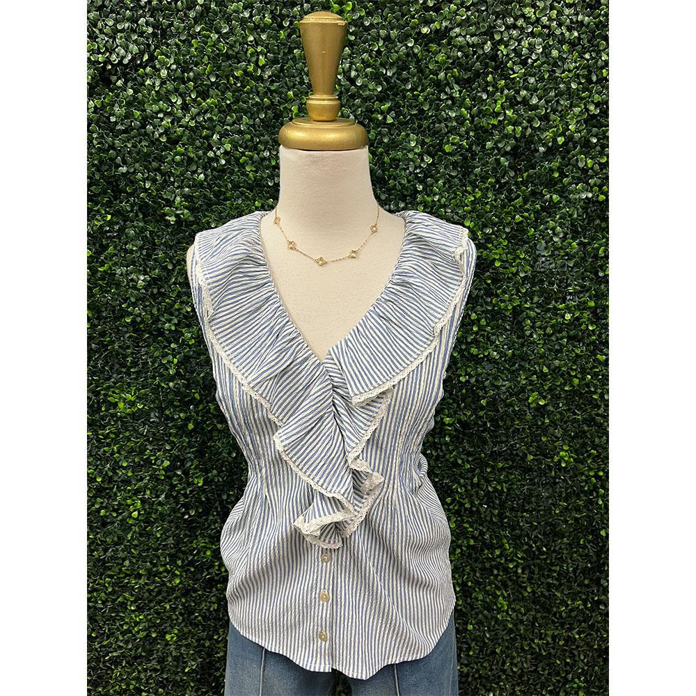 Vallery Blue Stripe Sleeveless Top