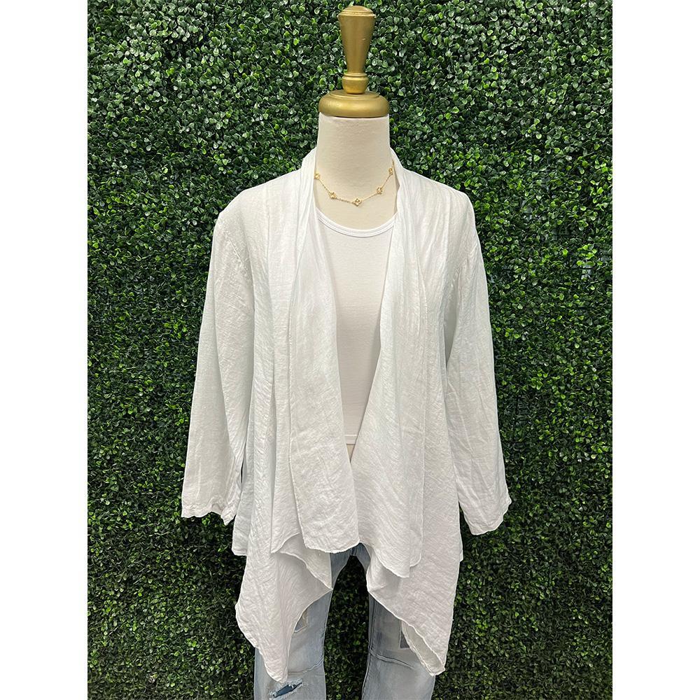 Gretchen White Open Cardigan