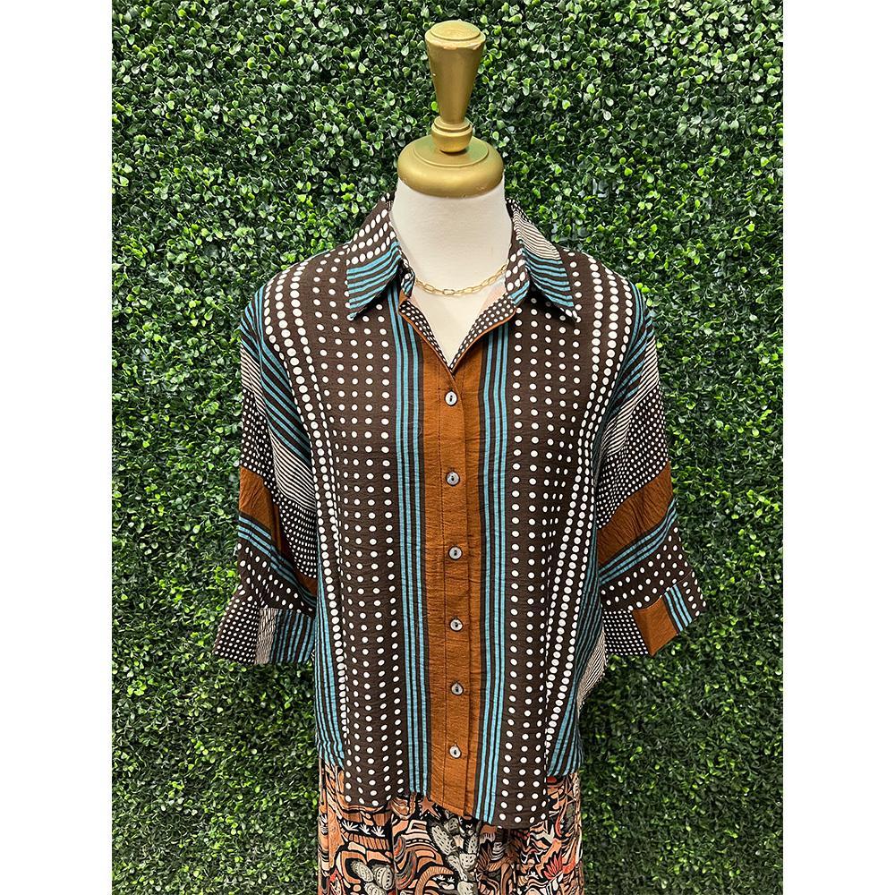 Connie Brown Mixed Pattern Top