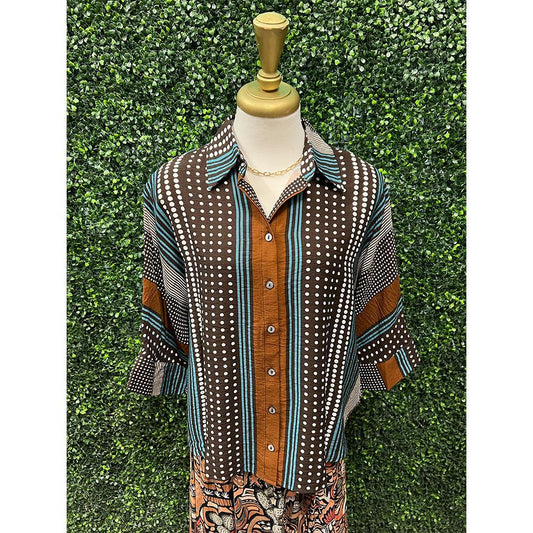 Connie Brown Mixed Pattern Top