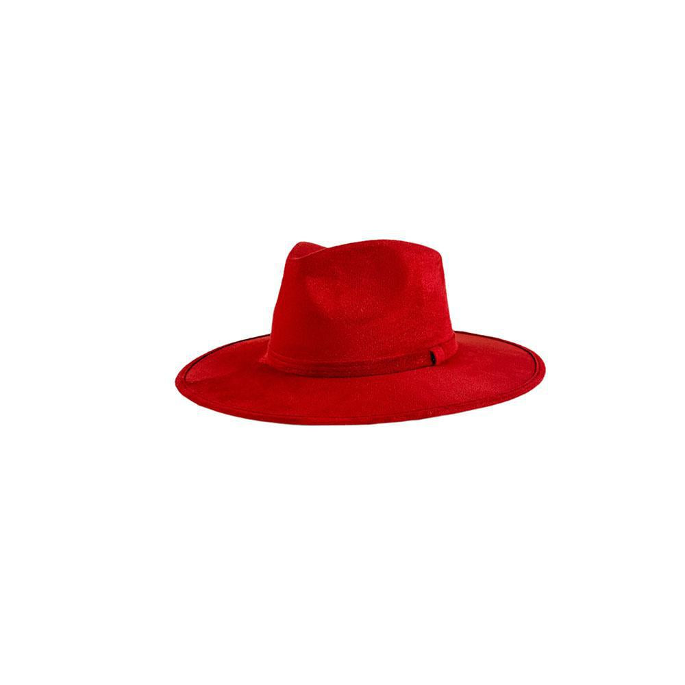 Lipstick Red Vegan Suede Rancher Hat