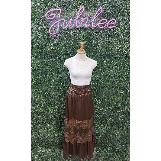 Dark Chocolate Lace Maxi Skirt