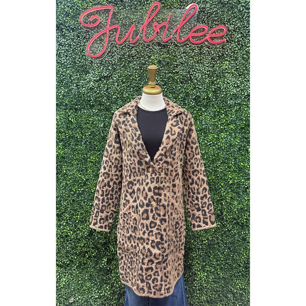 Mocha Leopard Long Line Cadri Coat