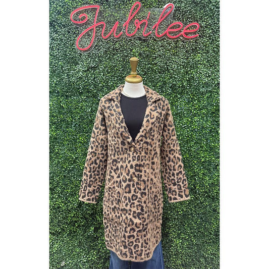 Mocha Leopard Long Line Cadri Coat