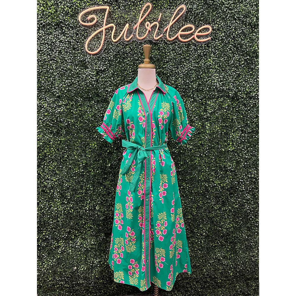 Aida Island Green Midi Dress