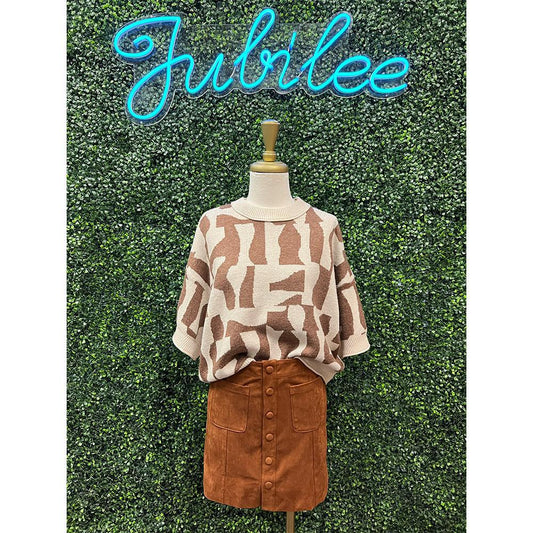 Quinn Chestnut Faux Suede Mini Skirt