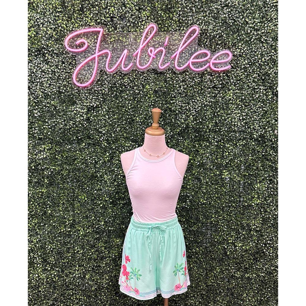 Flamingo Mint Turquoise Shorts