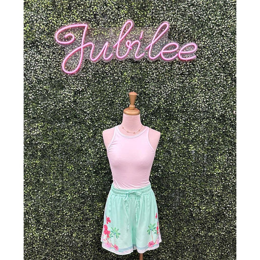 Flamingo Mint Turquoise Shorts