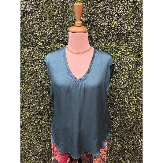 Deep Teal Yanis Silk Top