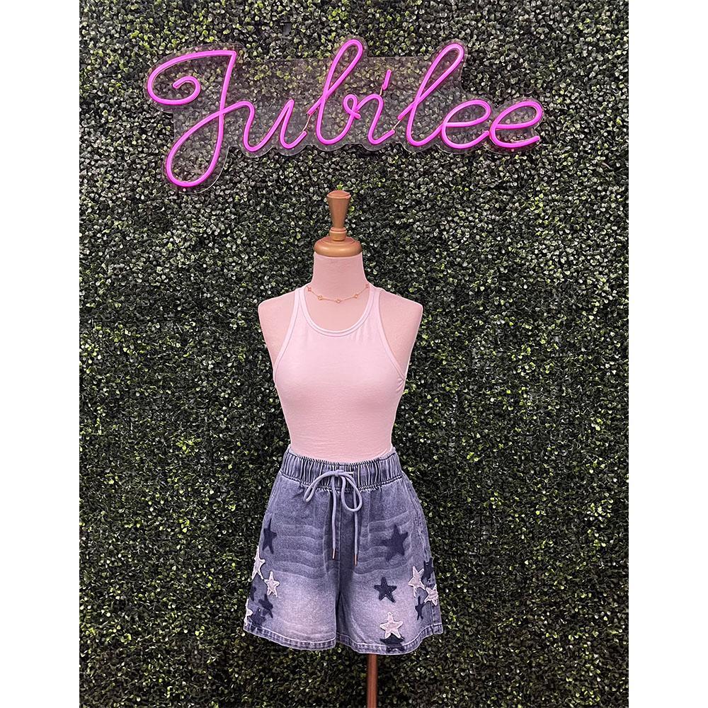 Denim Star Patch Shorts
