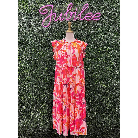 Caroline Floral Round Neck Dress