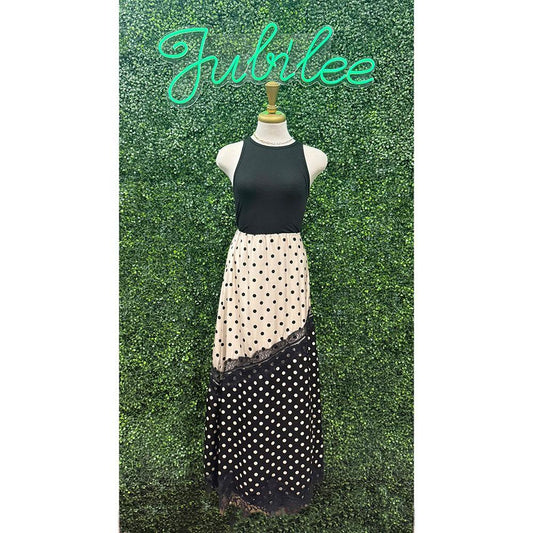 Cassie Silver Polka Dot Maxi Skirt