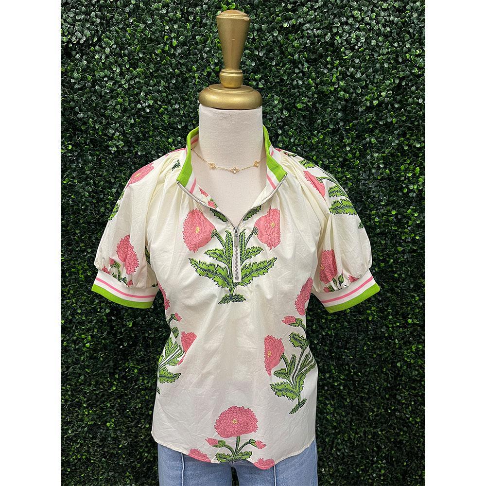 Kayla Pink Mix Floral Top