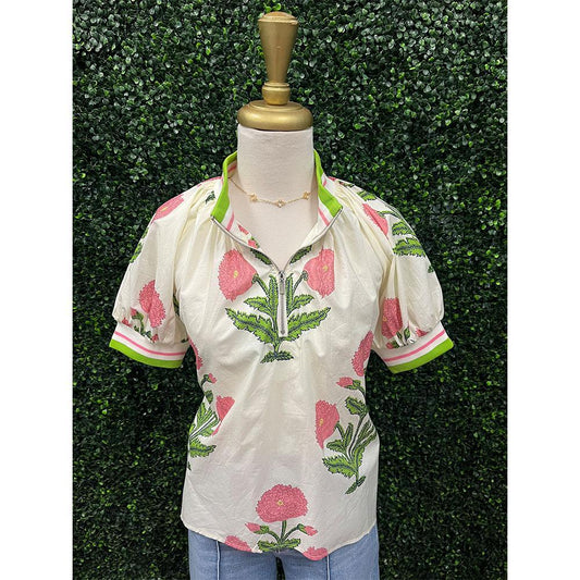 Kayla Pink Mix Floral Top