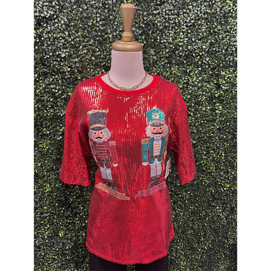 Red Sequin Nutcracker Top