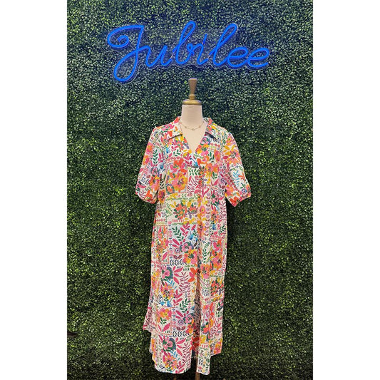 Baylor Blush Folk Midi Dress